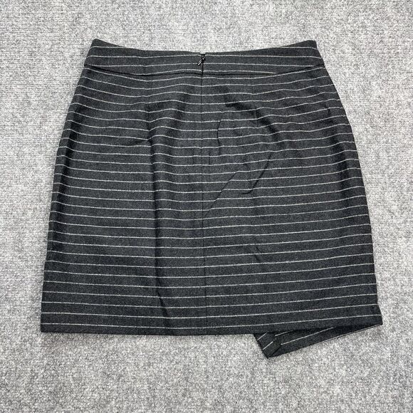 Madewell Skirt Size 2 Black Striped  A Line Asymmetrical Lined Cotton Wool Blend - Picture 2 of 8